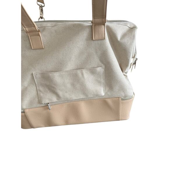 Beis Weekender Bag Canvas Duffle Unisex Travel Gym Overnight Carry On Bag Beige - Picture 6 of 16